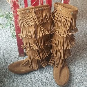 Brown  mid calf moccasins